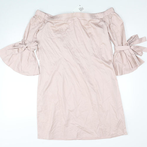 H&M Womens Pink Cotton A-Line Size 16 Off the Shoulder Pullover