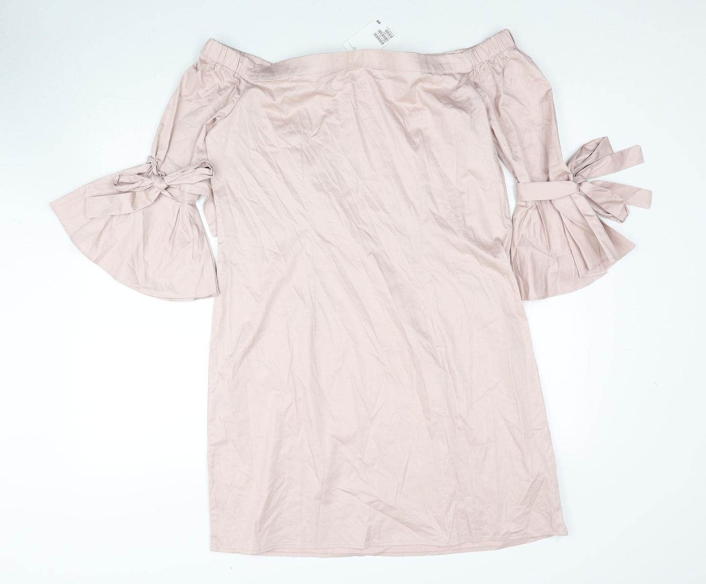 H&M Womens Pink Cotton A-Line Size 16 Off the Shoulder Pullover