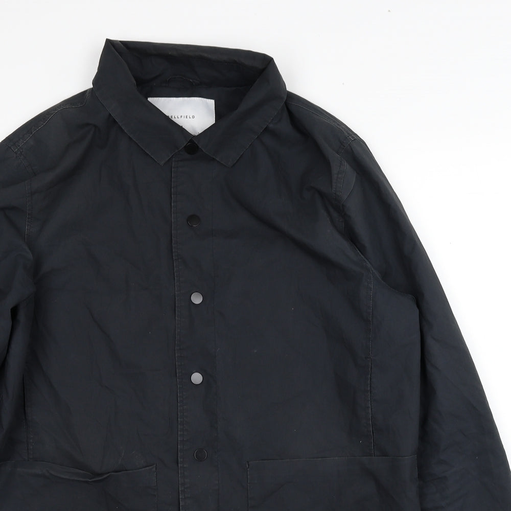 Bellfield Mens Black Overcoat Coat Size M Button