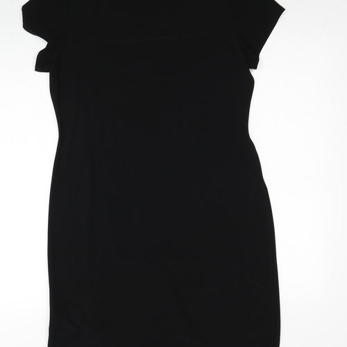 Reflections Womens Black Geometric Viscose A-Line Size 14 Round Neck Pullover