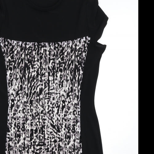 Reflections Womens Black Geometric Viscose A-Line Size 14 Round Neck Pullover