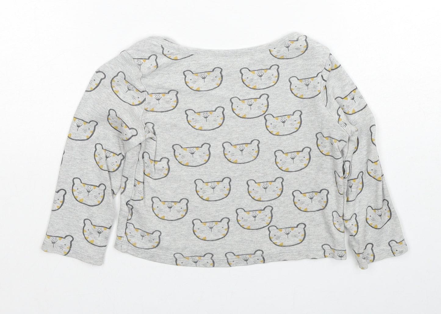 F&F Boys Grey Geometric Cotton Basic T-Shirt Size 18-24 Months Boat Neck Pullover