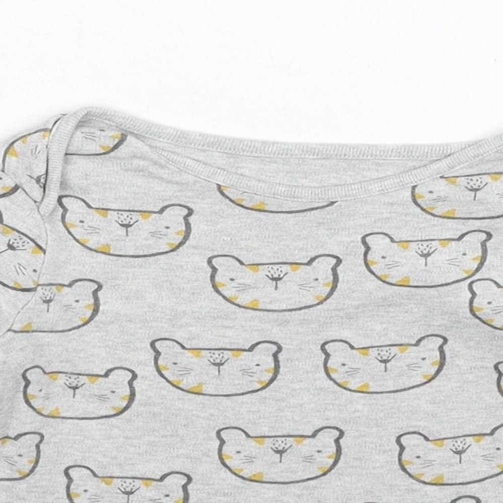 F&F Boys Grey Geometric Cotton Basic T-Shirt Size 18-24 Months Boat Neck Pullover