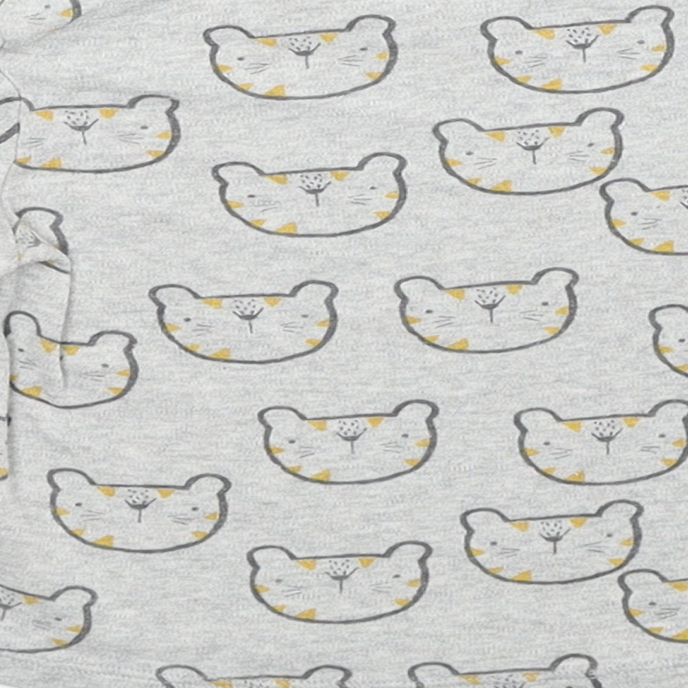 F&F Boys Grey Geometric Cotton Basic T-Shirt Size 18-24 Months Boat Neck Pullover