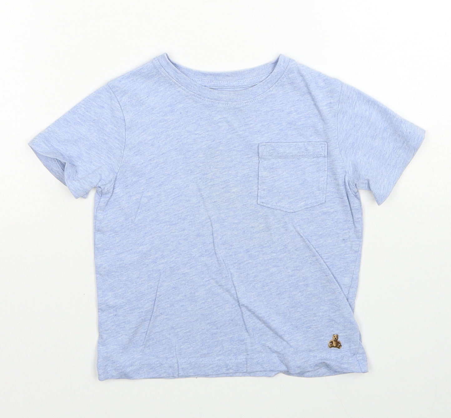 Gap Boys Blue Cotton Basic T-Shirt Size 2 Years Round Neck Pullover - Bear Detail