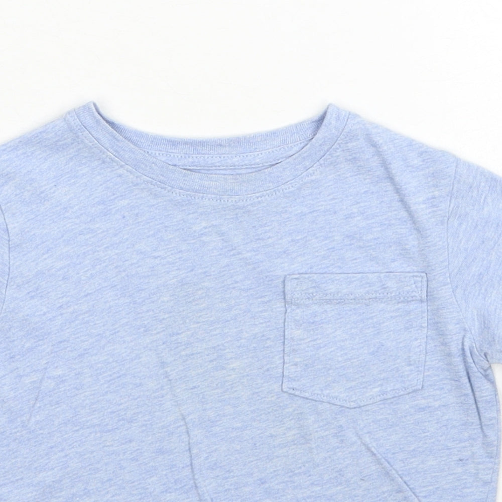Gap Boys Blue Cotton Basic T-Shirt Size 2 Years Round Neck Pullover - Bear Detail