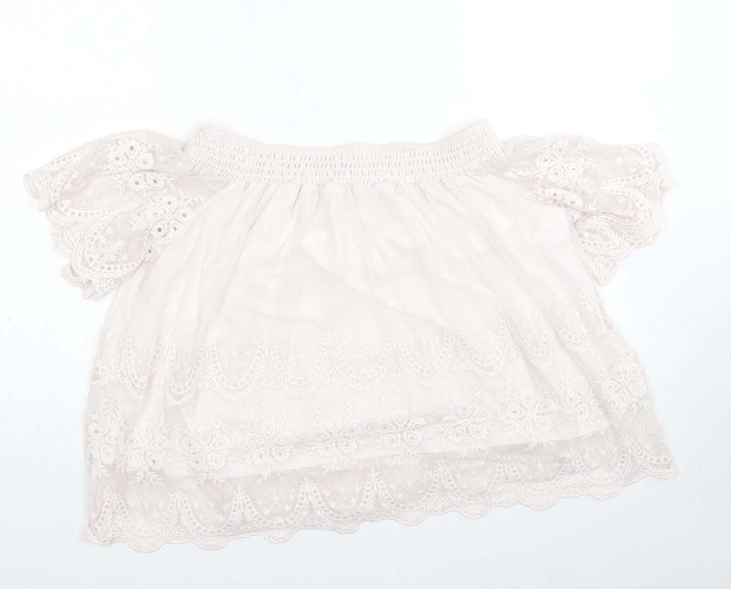 New Look Womens Pink Nylon Basic Blouse Size 14 Off the Shoulder