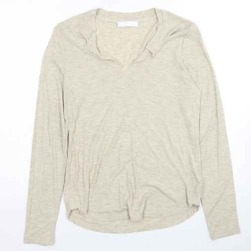 Per Una Womens Beige Polyester Basic T-Shirt Size 18 V-Neck