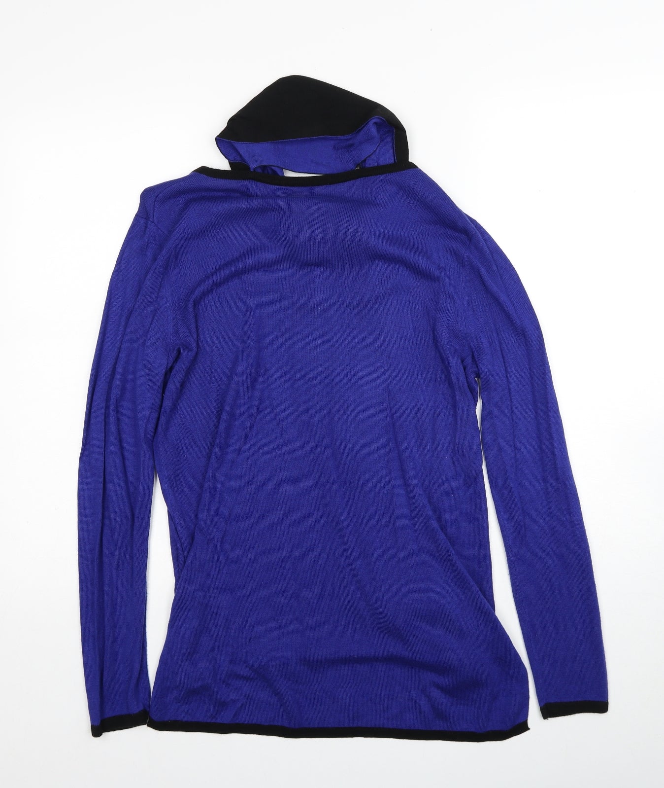 Eupia Womens Blue Round Neck Acrylic Pullover Jumper Size M - Detachable scarf