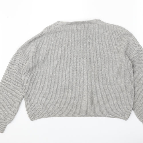 PRETTYLITTLETHING Womens Grey Boat Neck Polyester Pullover Jumper Size M