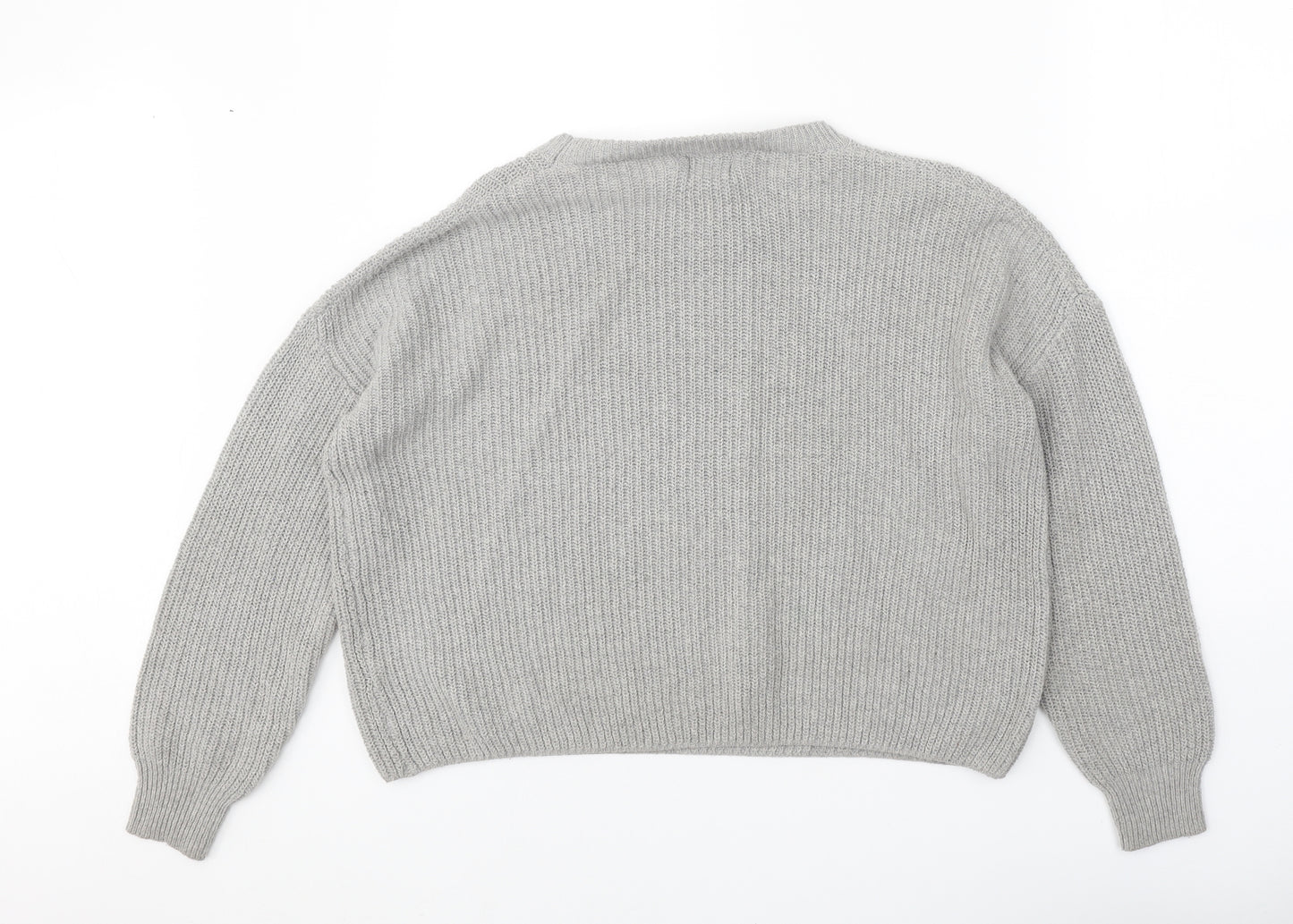 PRETTYLITTLETHING Womens Grey Boat Neck Polyester Pullover Jumper Size M