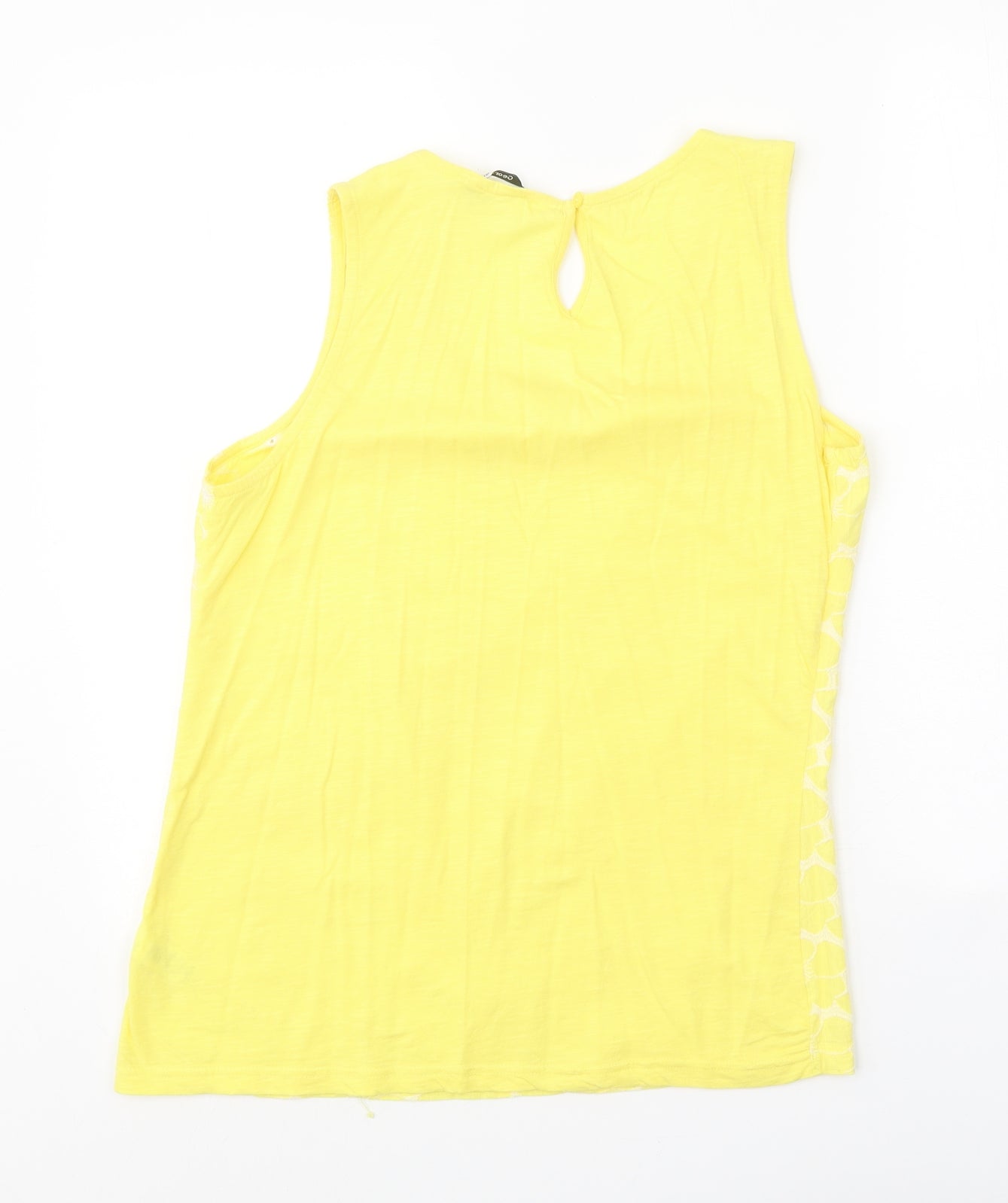 George Womens Yellow Floral 100% Cotton Basic Tank Size 12 Scoop Neck