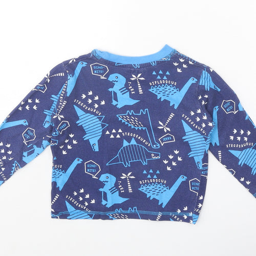 Studio Boys Blue Geometric 100% Cotton Pullover T-Shirt Size 18-24 Months Round Neck Pullover - Dinosaur Print