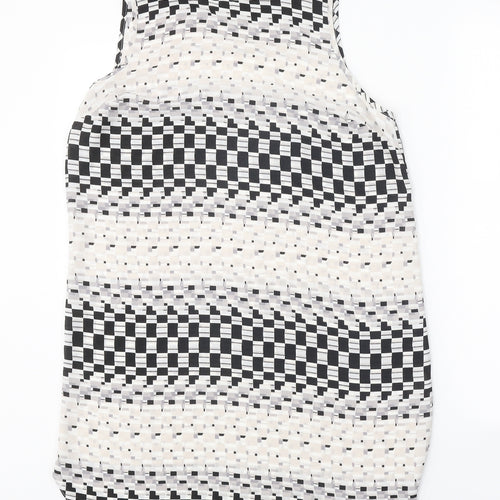 Topshop Womens White Geometric Polyester A-Line Size 12 Round Neck Pullover