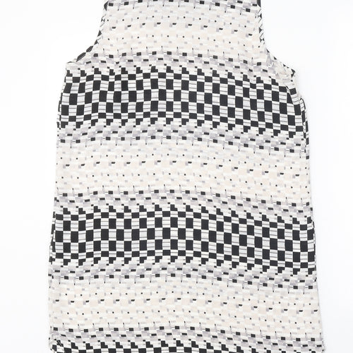 Topshop Womens White Geometric Polyester A-Line Size 12 Round Neck Pullover