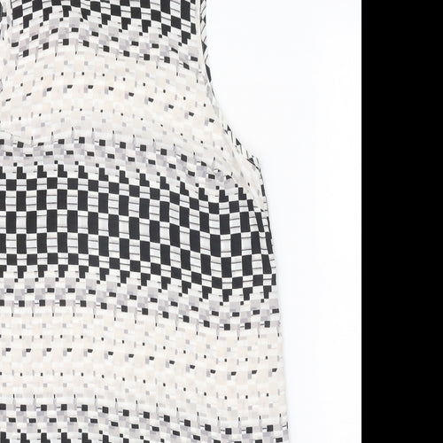 Topshop Womens White Geometric Polyester A-Line Size 12 Round Neck Pullover