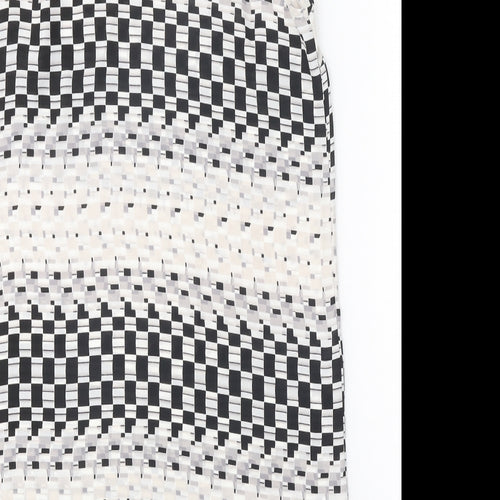 Topshop Womens White Geometric Polyester A-Line Size 12 Round Neck Pullover