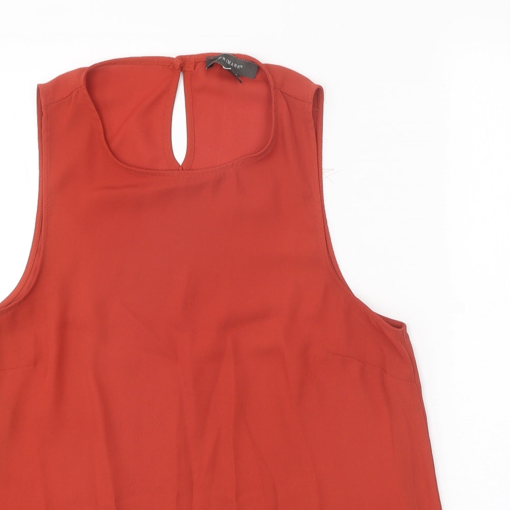 Primark Womens Orange Polyester Basic Tank Size 14 Scoop Neck