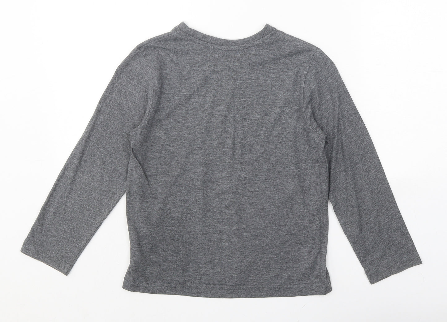 Primark Boys Grey Polyester Pullover Casual Size 6-7 Years Round Neck Pullover - Tyrannosaurus Skeleton