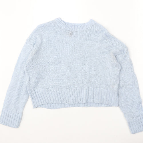 New Look Womens Blue Round Neck Acrylic Pullover Jumper Size S
