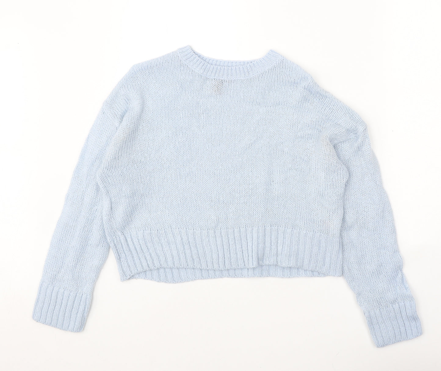 New Look Womens Blue Round Neck Acrylic Pullover Jumper Size S