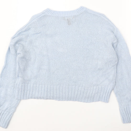 New Look Womens Blue Round Neck Acrylic Pullover Jumper Size S