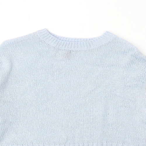 New Look Womens Blue Round Neck Acrylic Pullover Jumper Size S