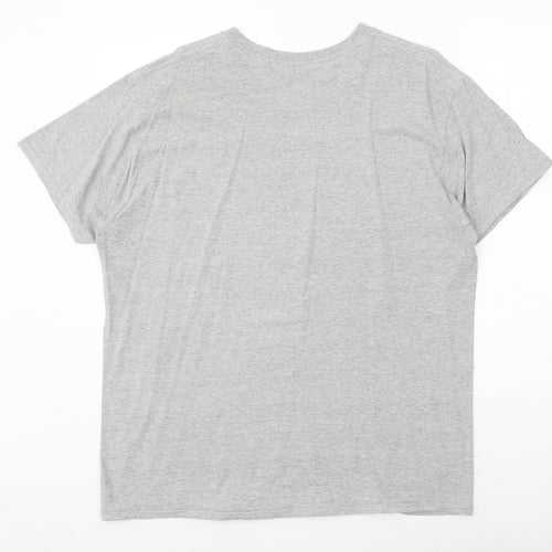 Misspap Womens Grey Cotton Basic T-Shirt Size L Round Neck