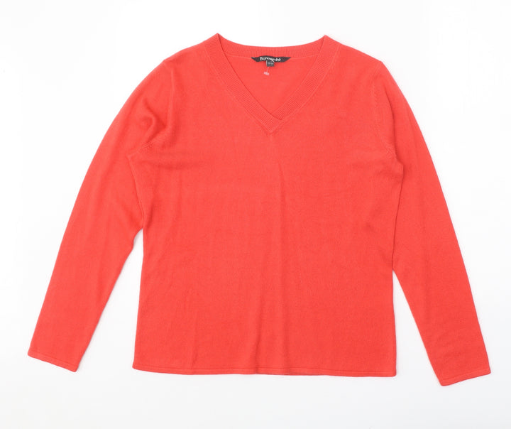 Bonmarché Womens Red V-Neck Acrylic Pullover Jumper Size 12