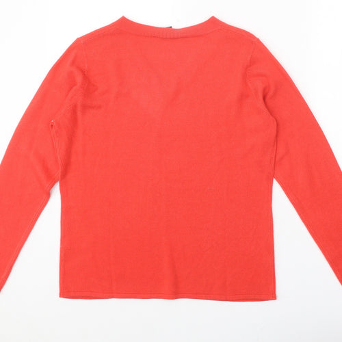Bonmarché Womens Red V-Neck Acrylic Pullover Jumper Size 12