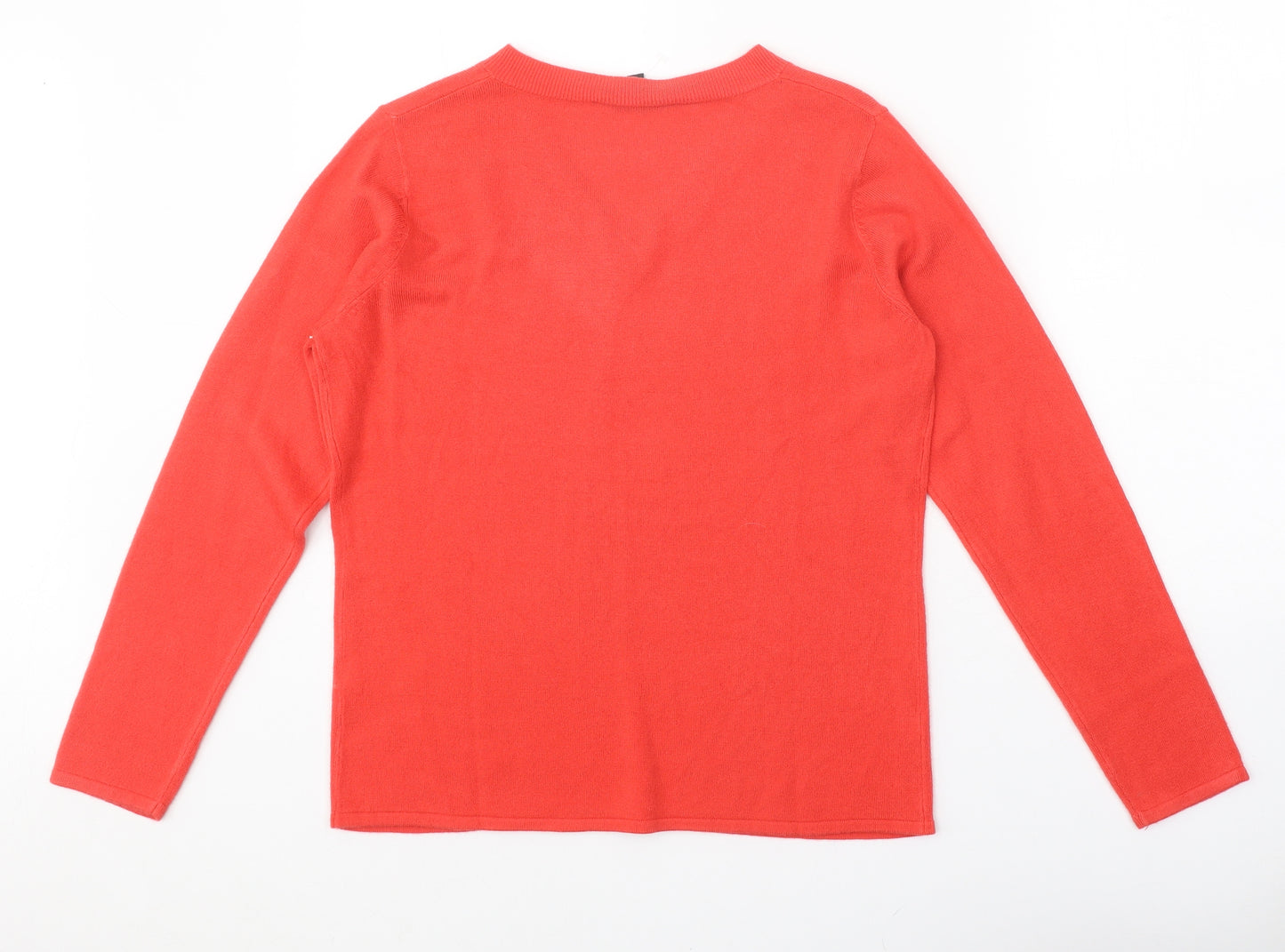 Bonmarché Womens Red V-Neck Acrylic Pullover Jumper Size 12