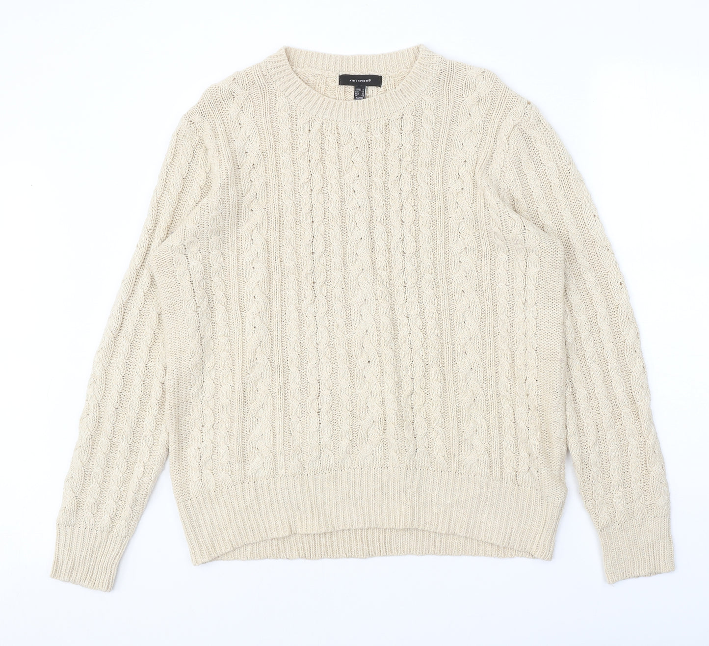 Atmosphere Womens Beige Round Neck Acrylic Pullover Jumper Size 16