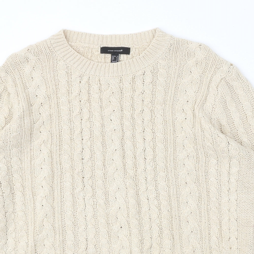 Atmosphere Womens Beige Round Neck Acrylic Pullover Jumper Size 16