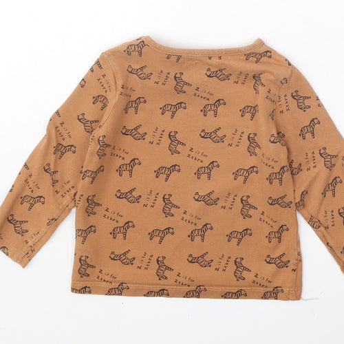F&F Boys Orange Geometric 100% Cotton Pullover T-Shirt Size 9-12 Months Boat Neck Snap - Zebra Print