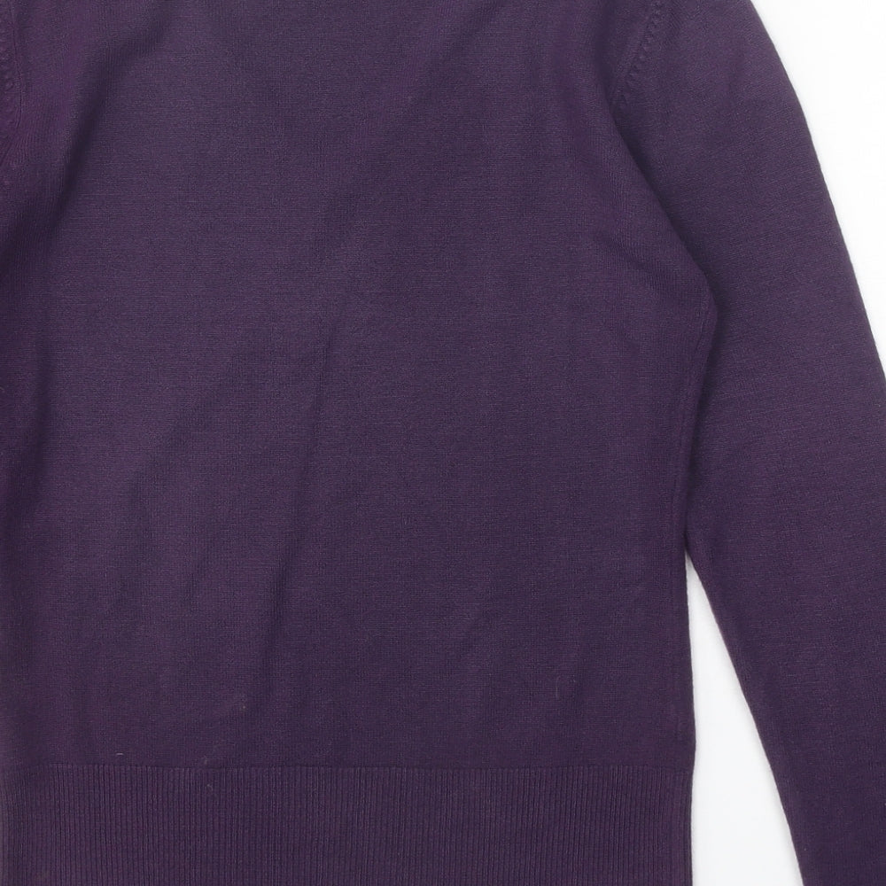George Womens Purple V-Neck Acrylic Pullover Jumper Size 12