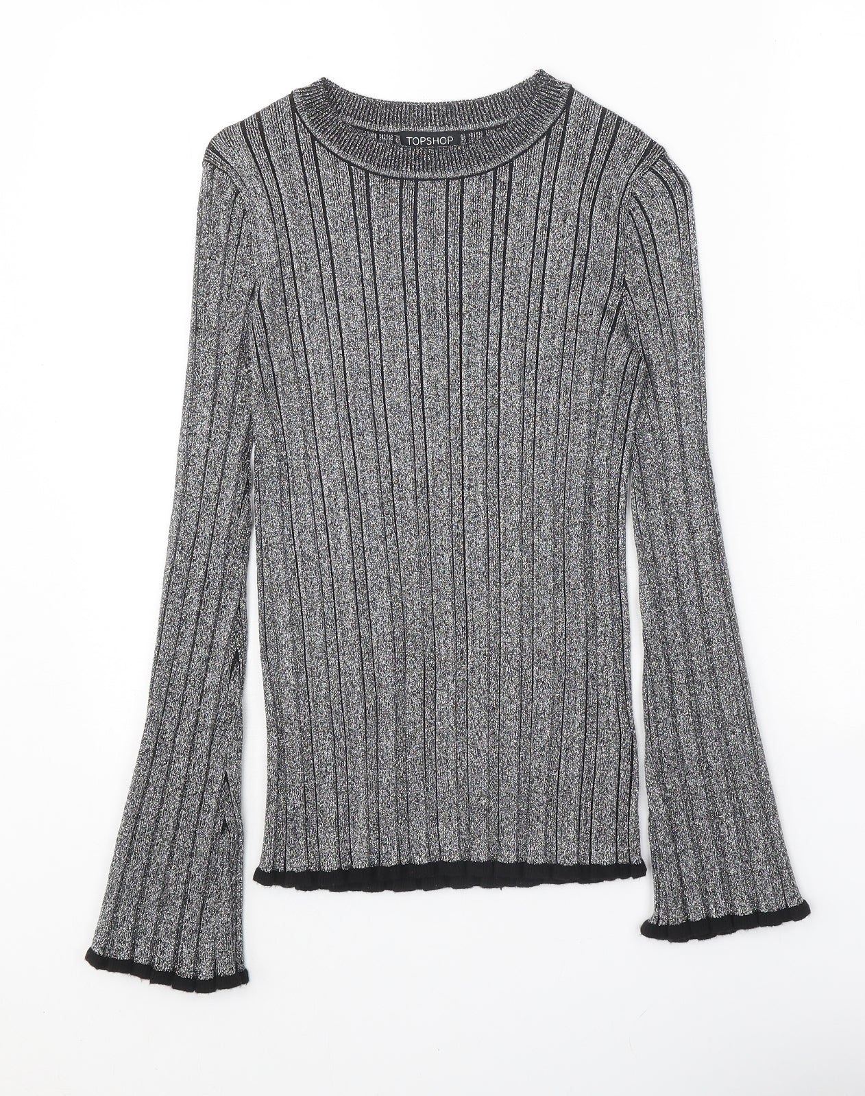 Topshop Womens Grey Boat Neck Viscose Pullover Jumper Size 6