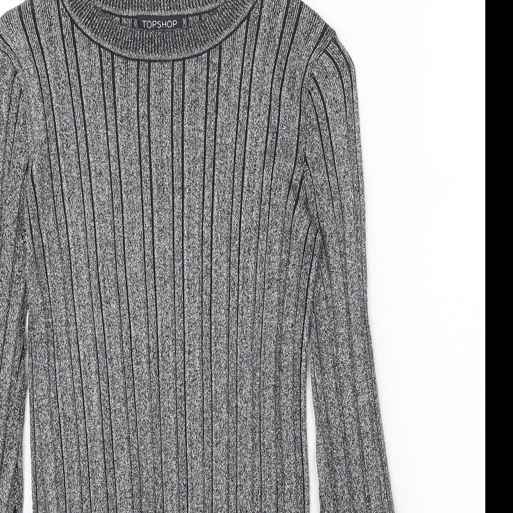 Topshop Womens Grey Boat Neck Viscose Pullover Jumper Size 6