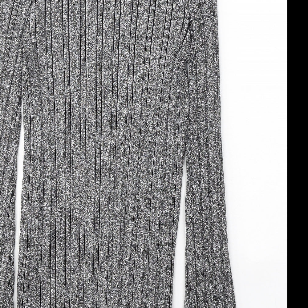 Topshop Womens Grey Boat Neck Viscose Pullover Jumper Size 6