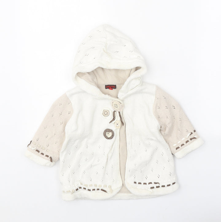 Catimini Girls White Viscose Cardigan Jumper Size 6-9 Months Button
