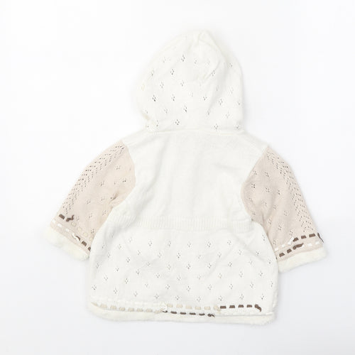 Catimini Girls White Viscose Cardigan Jumper Size 6-9 Months Button