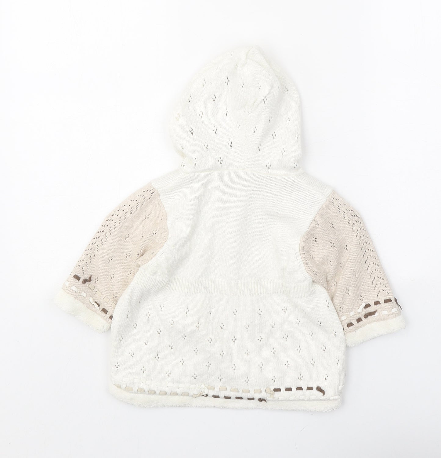 Catimini Girls White Viscose Cardigan Jumper Size 6-9 Months Button