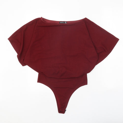 Boohoo Womens Red Polyester Bodysuit One-Piece Size 10 Snap - Batwing