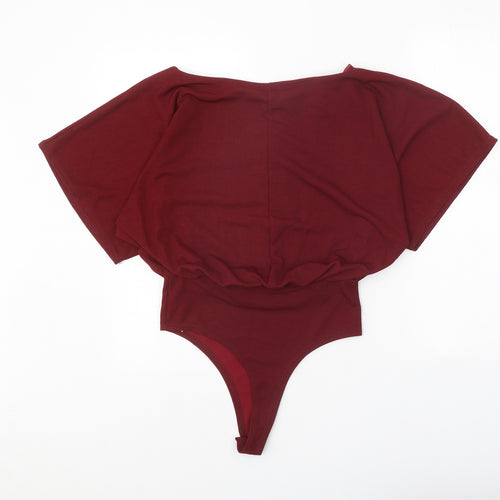 Boohoo Womens Red Polyester Bodysuit One-Piece Size 10 Snap - Batwing