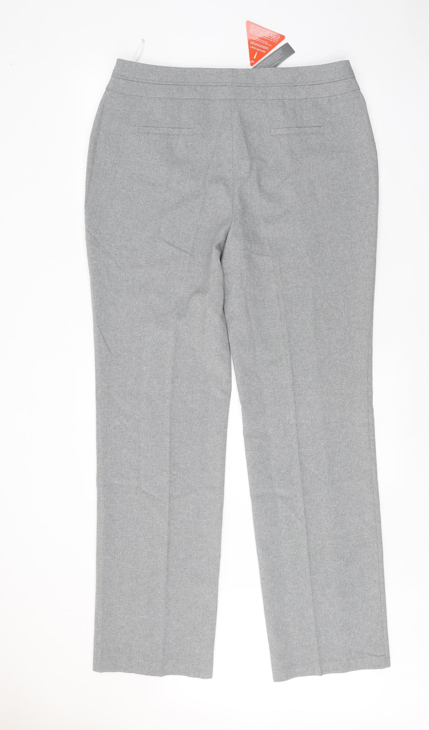 South Womens Grey Polyester Trousers Size 16 Regular Zip