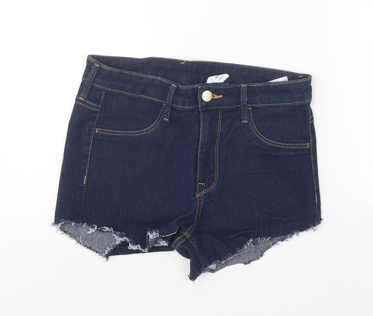 H&M Womens Blue Cotton Boyfriend Shorts Size 27 in Regular Zip