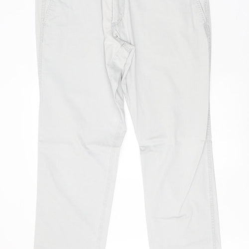 Preworn Mens Grey Cotton Trousers Size 36 in Regular Zip