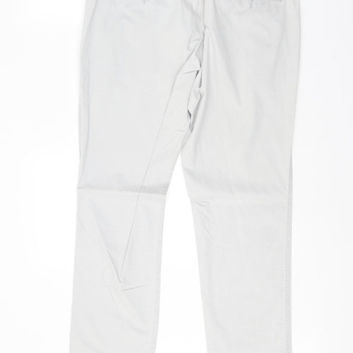 Preworn Mens Grey Cotton Trousers Size 36 in Regular Zip