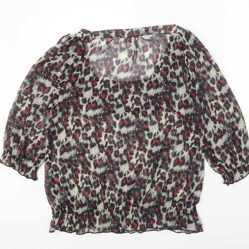 Lakeland Womens Black Geometric Polyester Basic Blouse Size 16 Cowl Neck