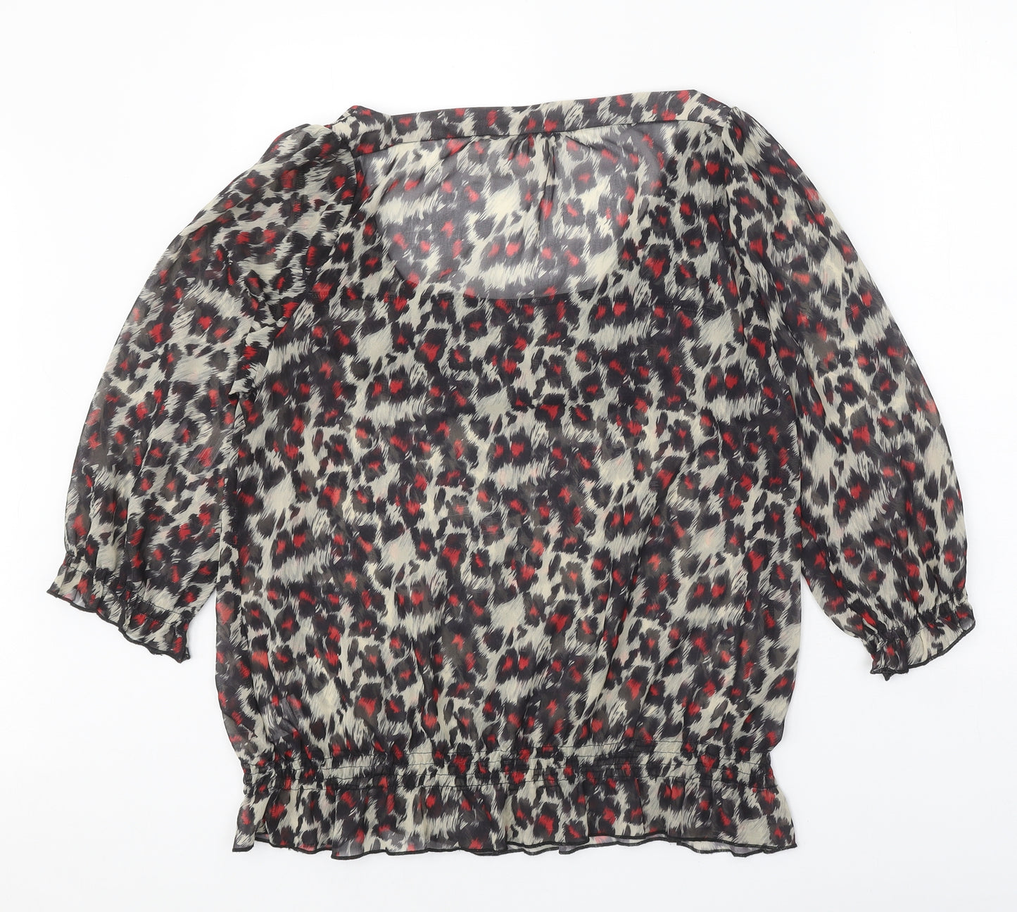 Lakeland Womens Black Geometric Polyester Basic Blouse Size 16 Cowl Neck