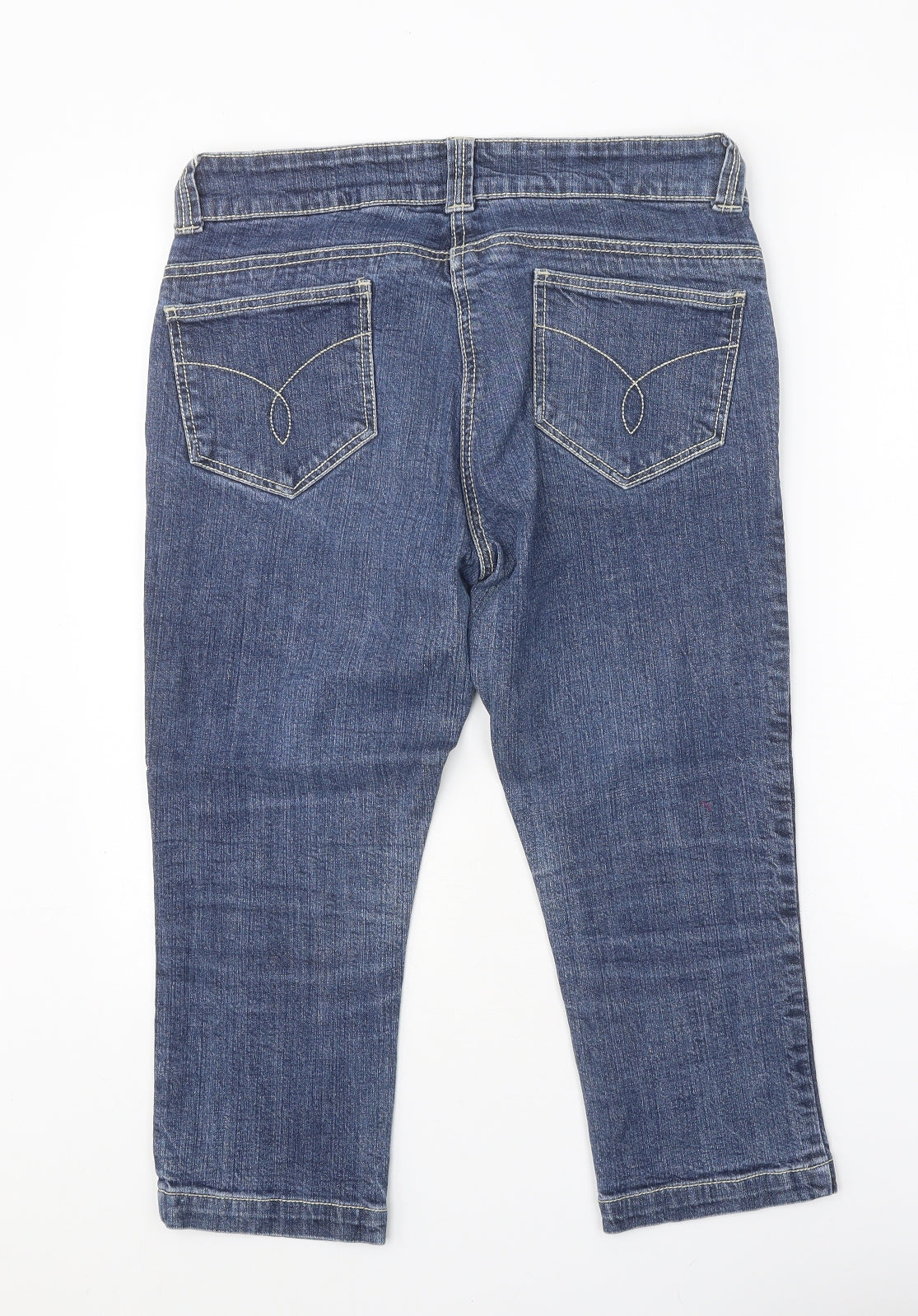 Dorothy Perkins Womens Blue Cotton Cropped Jeans Size 14 Regular Zip